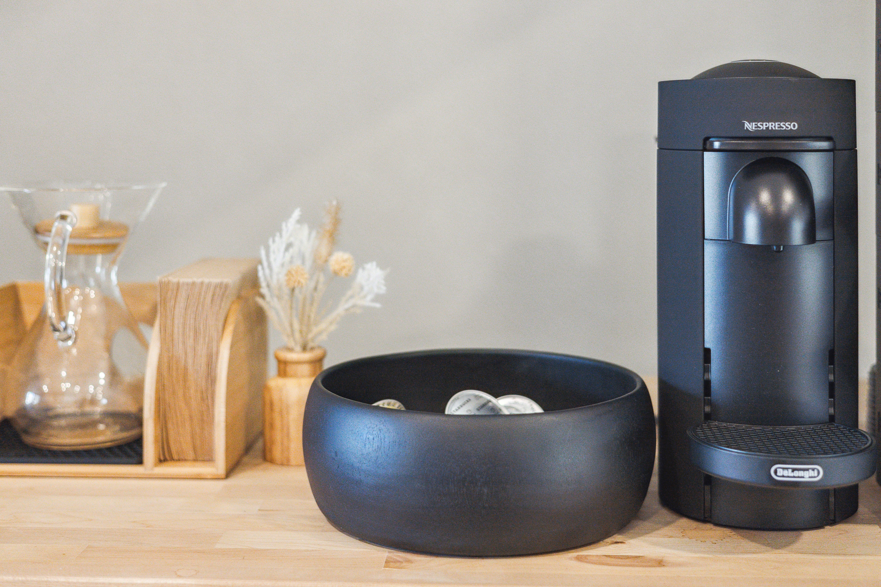 The Nespresso machine and Chemex.